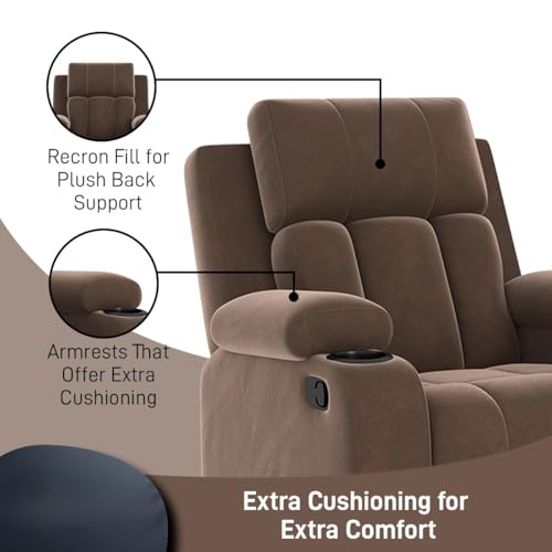 Image of Amazon Brand - Solimo Pinnacle | Single Seater Sofa Recliner | Manual Recliner (Velvet Brown)