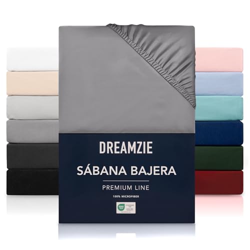 Dreamzie Sabanas 150 x 200 – Bonete 35 cm – Microfibra Suave – para Colchones Gruesos – Certificado Oeko-Tex – Antracita