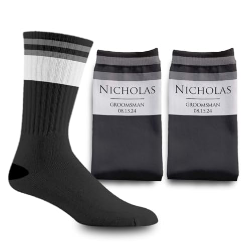 Personalized Wedding Socks, Personalized Groomsmen Socks, Customized Name Socks for Men, Personalized Dress socks for Wedding, Groomsmen Socks Personalized - Main Image