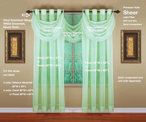 Image of Today's Curtain, Emelia Grommet Sheer Panel 84 inch Sage, 59 inch W x 84 inch L