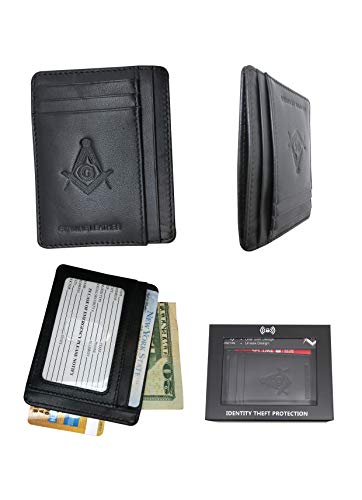 PDTXCLS Aeiniwer RFID Masonic Minimalist Slim Front Pocket Credit card Holder LW116B4
