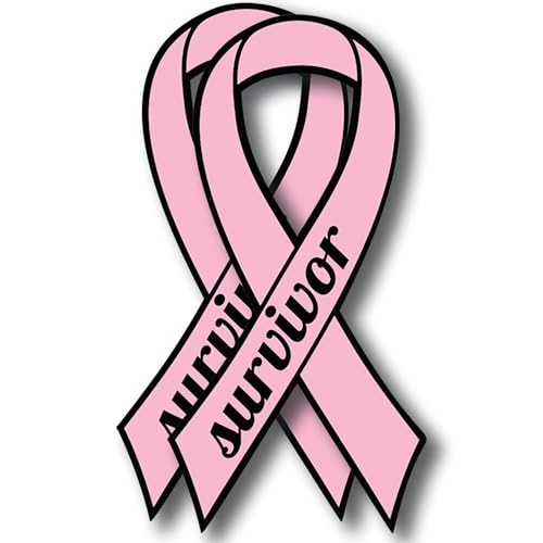 Image of Magnet Me Up Breast Cancer Survivor Pink Ribbon Magnet Decal - 3.5x7 Inches, 2 Pack, Automotive Magnet for Car, Truck, SUV - Show Support and Raise Awareness with This Meaningful Auto Magnet