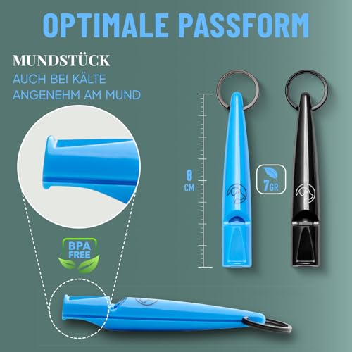 GIZZY® 2X Hundepfeife lauter & weitreichender Pfeifton I 2X Hundepfeifen ideal als Erziehungshilfen für Hunde I Zum Hundetraining u. als Hundepfeife Rückruf geeignet I Inkl. wertigem Band (blau)