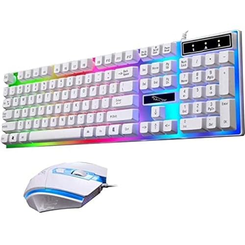 SHRGOMPIT Podświetlana diodami LED ergonomiczna klawiatura mechaniczna USB dla graczy zestaw myszy przewodowej klawiatura i mysz zestaw czarny