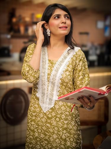 Image of EthnicJunction Women's Poly Rayon Bandhani Print A-line Kurta | Ethnic Kurta