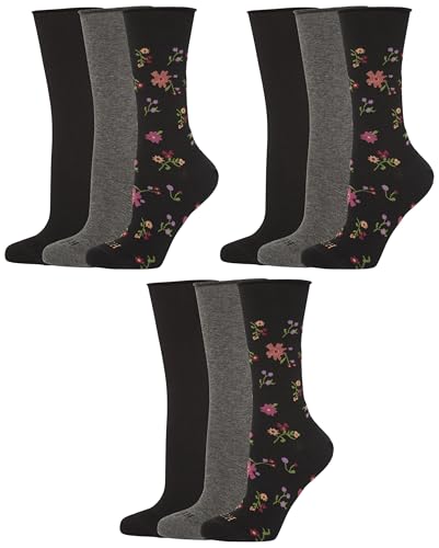 Image of HUE Women's Jeans Sock (Pack of 9), Ditsy Pack, One Size