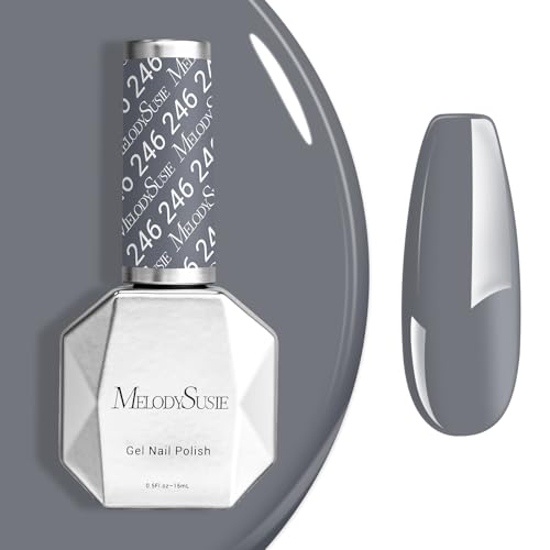 Image of MelodySusie Gray Gel Nail Polish,0.5fl oz Autumn Winter Nails Soak Off UV LED Dark Gray Gel Polish Gift for Women Nail Art Manicure Salon DIY Nail Design Decoration at Home-246-A2042