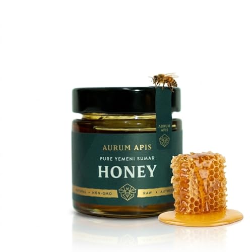 Image of Aurum Apis Raw Yemeni Sumar Honey, 100% Raw Unfiltered Pure Honey, Hand Harvested Organic Honey, Non-GMO, Unprocessed Certified Organic Honey from Sumar Tree, Rich Flavor & Aroma (130g)
