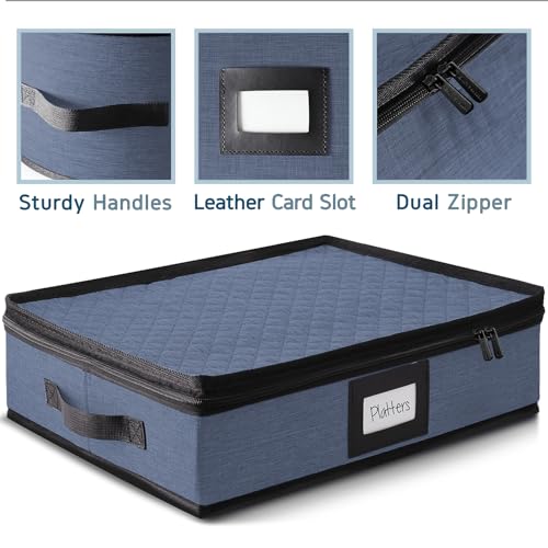 Image of Hearth & Harbor Platter Storage Cases, China Storage Containers, Blue