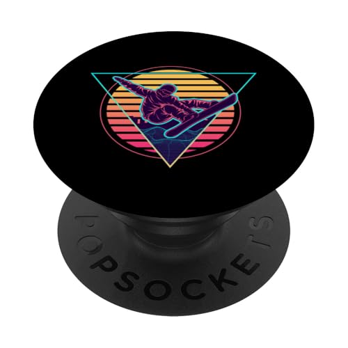 Retro Futuristic Snowboarder Synthwave Snowboarding PopSockets Adhesive PopGrip
