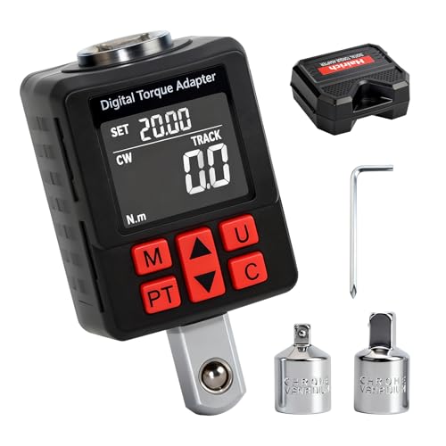 Digitaler Drehmomentadapter, 1/2 Zoll 10-210 N.m Drehmomentadapter Set mit Voreingestellter, Lagerung, Summer, LCD-Anzeige, ± 1% Fehlergenauigkeit, 1/4' 3/8' Adapter für Auto, Motorrad, Fahrrad