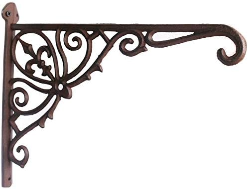 Cast Iron Hanging Hook Bracket Wall Hanger 12" Deep Outdoor Indoor Durable Wall Hanging Bracket Hooks for Pots Basket Bird Feeder Wind Chime Lanterms Hanger Hardware Bracket