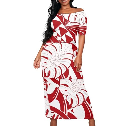 High Waist Midi Skirt Set Puletasi Polynesia Tribal Clothing Off Shoulder Long Dress 2Pcs Set Top Skirts Outfits