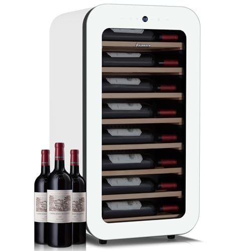 Kalamera Mini Fridge Wine Cooler, 22 Bottle Compressor Freestanding Wine Refrigerator - Single Zone with full Glass Door for Home, Office, Bar, 38°F to 59°F, Drink Fridge