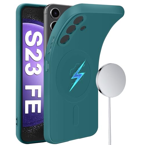Coque Samsung S23 FE MagSafe silicone magnétique vert