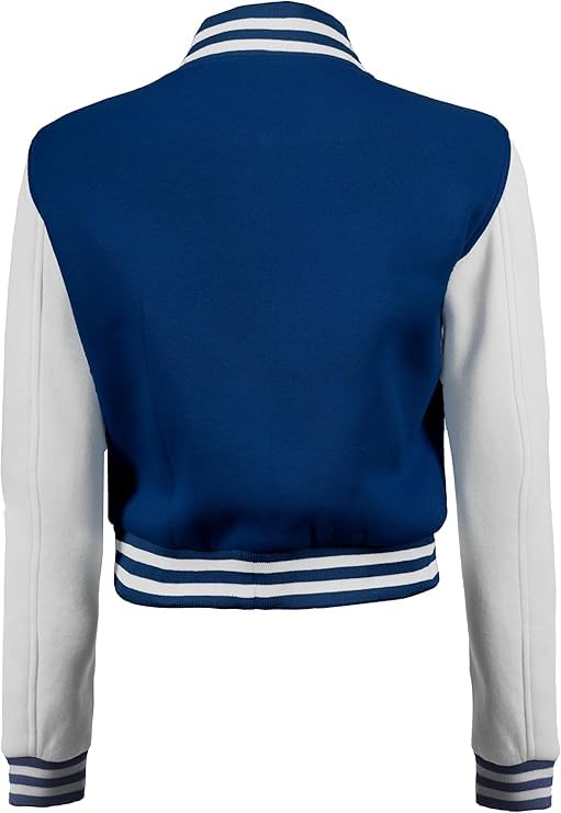 Decrum Cropped Varsity Jacket Women - Casual Highschool Bomber Style Womens Baseball Jackets4