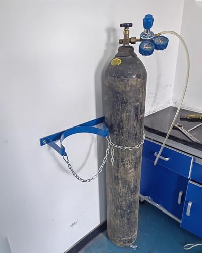 Support mural pour bouteille d'oxygène double avec chaîne en acier anti-basculement