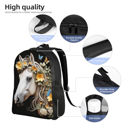 Mochila impermeable para senderismo con diseño de flores y cabeza de caballo miniatura 5
