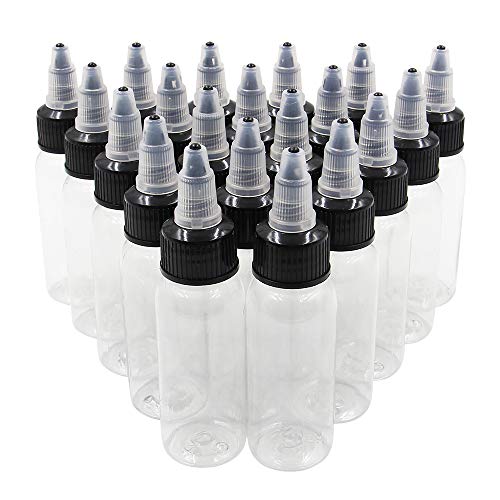 Combofix 30ml Empty Tattoo Ink Bottles - 20Pcs Tattoo Twist Cap Plastic Clear Transparent Tattoo Pigment Container Tattoo Accessories Bottle Tattoo Squeeze Bottles for Lotion, Shampoo, Tattoo Ink