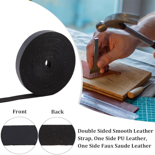 GORGECRAFT 15mm Wide Flat Leather Cord 5M Long Leather Strips 1.6mm Thick Black Lychee Grain Imitation Leather Strap Strings for DIY Crafts Pet Collars Belt Jewelry Handles Making Tooling Workshop - Image 4