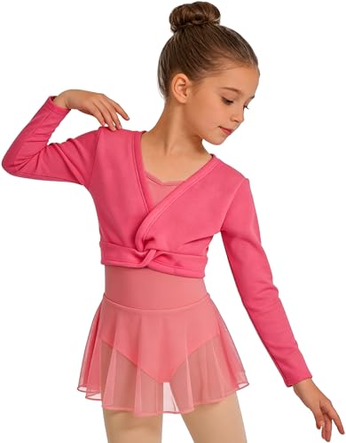 Image of DANSHOW Girls Ballet Wrap Top Long Sleeve Dance Sweater Toddler