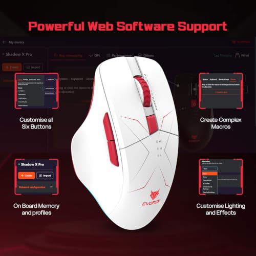 EvoFox Shadow X Pro Wireless Gaming Mouse White - Image 6