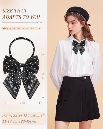 Image of AWAYTR Ladies Adjustable Pre tied Bowtie - Solid Color Bow Ties for Women