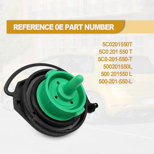Fuel Tank Cap Gas Cap Compatible with Volkswagen - 2011-2020 VW Jetta, 2015-2020 VW GTI, 2015-2020 VW Golf Retaining Strap Replace 5C0201550T, 5Q0201550L