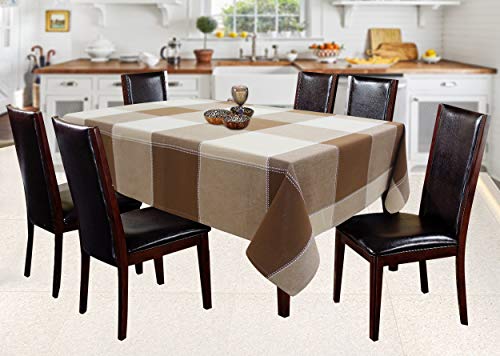 Image of AIRWILL 100% Cotton Square Table Cover for Dining Table | Premium Washable Table Cloth | Soft Durable Fabric for Home Kitchen Restaurant & Coffee Table (Brown, 6 Seater)