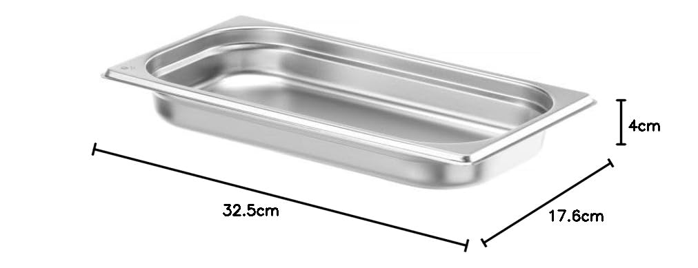 HENDI Contenitore Gastronorm GN 1/3, Budget Line, resistenza termica -40 °C a 250 °C, per forno e bagnomaria, 1,5L, 325x176x(H) 40mm, acciaio inox