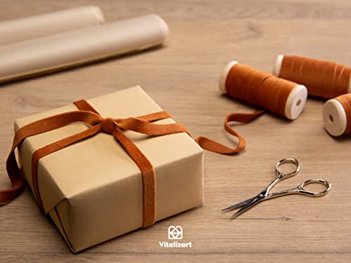Vitalizart Terracotta Velvet Ribbon Set 3/8" x 5Yd x 3 Rolls, Wooden Spool - Image 4