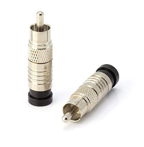 Accesorios macho universales RCA para cables coaxiales RG6 y conexiones de audio compuesto