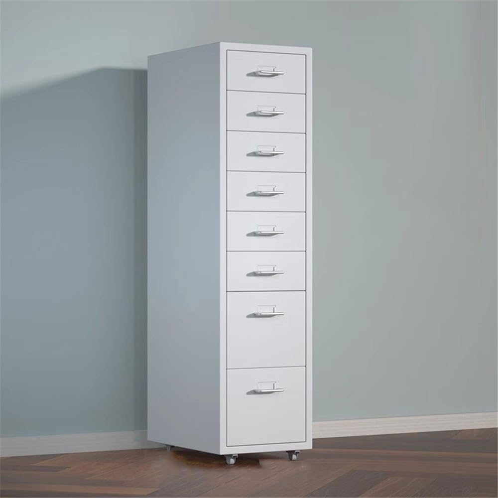 Lagerschrank 8 Schichten großvolumiger Metall-Aktenschrank, multifunktionaler Aktendaten-Organisationsschrank, Büro-Aufbewahrungsschubladenschrank Für Büro(Weiß)