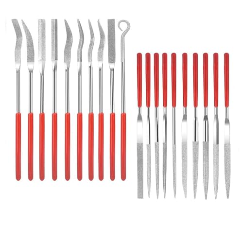 NIYATA 20Pcs Lime Aiguille Diamantée, Jeu de Lime Aiguille Metal,Jeu de Limes Précision,Limes de Précision pour Verre,Pierre,Bois,Solides et Durables