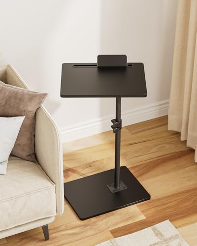 HEYZOEY Mesa auxiliar, en forma de C, altura regulable, mesa de café giratoria 360°, pequeña, 40 x 30 x (45-81) cm, mesa de café de madera para ordenador portátil para dormitorio, salón, oficina