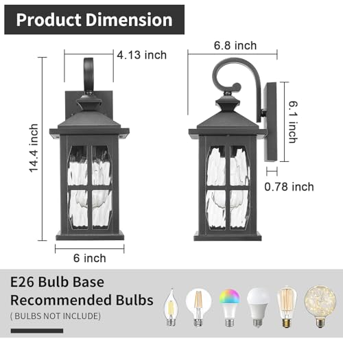 Darkaway-Outdoor-Light-Fixtures-Wall-Mount-Outside-Wall-Lights-Exterior-Lighting-Fixture-with-Water-Ripple-Glass-Outdoor-Wall-Sconce-for-House-Porch-Hallway-Garage-Front-Door Darkaway Outdoor Light Fixtures Wall Mount Outside Wall Lights Exterior Lighting Fixture with Water Ripple Glass Outdoor Wall Sconce for House Porch Hallway Garage Front Door