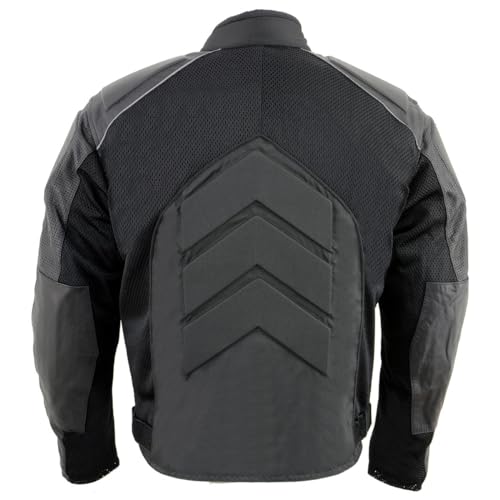 Image of NexGen SH2153 Men's Black CE Armored Motorcycle Textile and Leather Combo Jacket