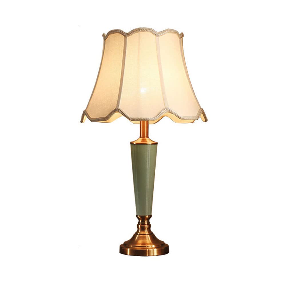 asdchZen Table Lamps For Living Room, Modern Ceramic Bedrooms Lamp For Bedside, Farmhouse Button Switch Nightstand Lamp With Fabric Lamp Shade, E26 Bulbs-E,D