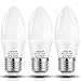 Produktbild (3er Pack Warmweiß) LOHAS® 5Watt E27 C37 LED Lampe Candle kerzenform Leuchtmittel Birne, Ersatz für 40Watt Halogenlampen, 480lm, 3000K, 180 Grad Abstrahlwinkel, LED Kerzenleuchten, LED Leuchtmittel