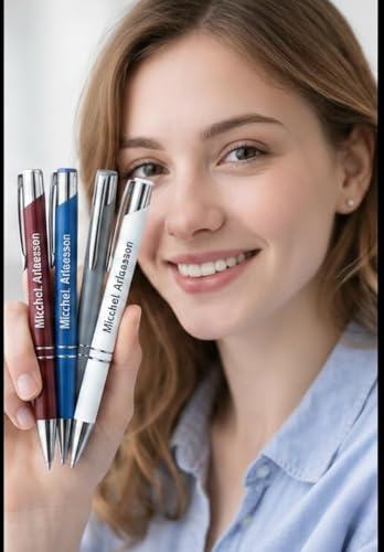 Image of Personalized White Metal Ballpoint Pen | Custom Name Engraved StylePan2 Writing Pen | Office Stationery for Professionals (Pack of 1)