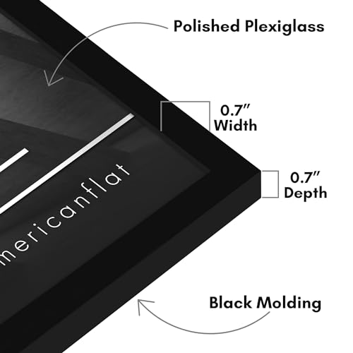 Americanflat 18x22 Picture Frame with Polished Plexiglass - Streamline Collection - Thin Border Picture Frame for Wall Display - Hanging Hardware Included - Black