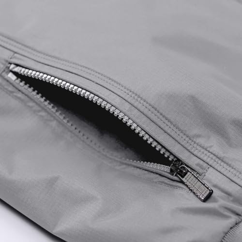 XINGJIAARTS Mens Lightweight Jackets Windbreaker Sports Plaid Print Stand Collar Zipper Jacket Fall Outdoor Coat with Pockets Grey 4X-Large - image 4