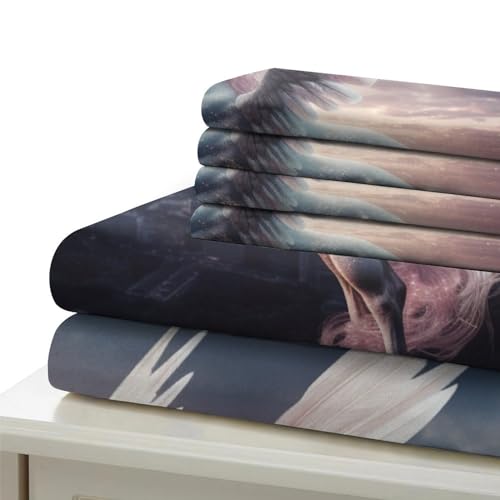 Housse de couette cheval blanc 3D 200x200 parure lit microfibre 3 pcs - 7