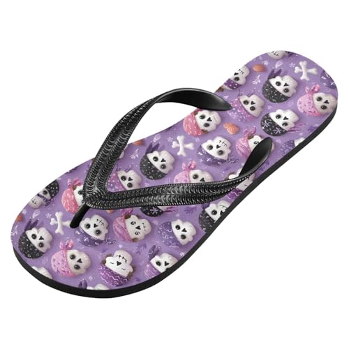 Flip Flop Sandals Cute Skulls Print for Women Men Beach Outdoor XS2