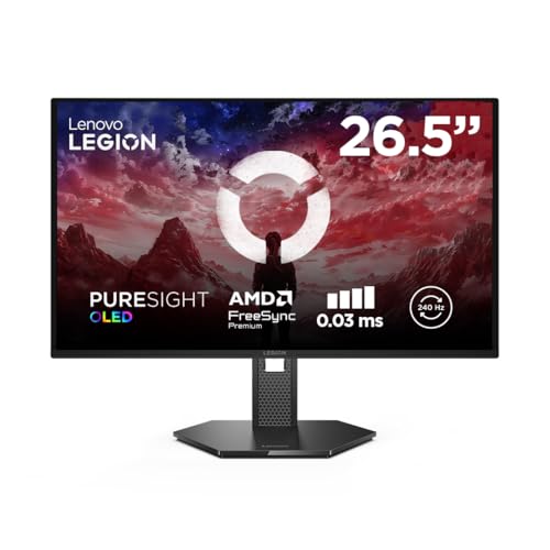 Lenovo Legion 27Q-10 QD-OLED | 26,5" Monitor Gaming PureSight QHD (2560X1440), 240Hz, 0.03 ms, HDMI 2.1, DP 1.4, AMD Freesync Premium, HDR10, VESA 100x100