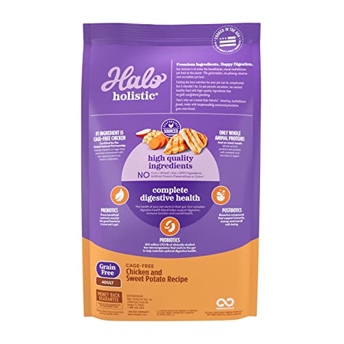 Halo® Holistic Adult Dog Grain Free Cage-Free Chicken & Sweet Potato Recipe 21 Lb Bag #TOP1
