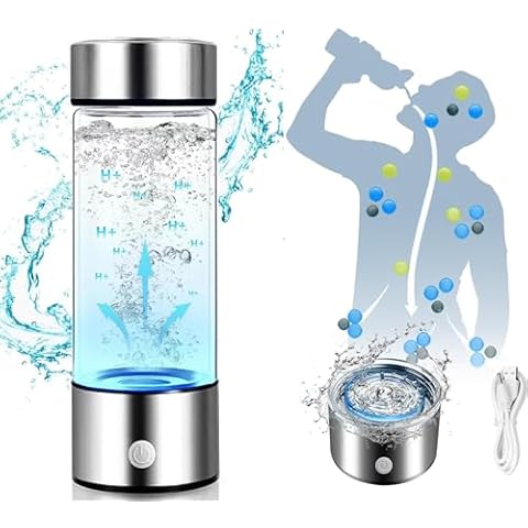 Hydrogen Water Bottle, Hydrogen Water Bottle Generator, Improve Water Quality in 3 Minutes, Hydrogen Water Ionizer Glass Health Cup for Home Travel Cover