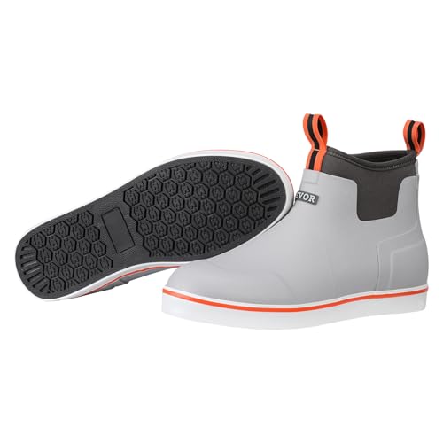 VEVOR Men's Deck Waterproof Fishing Rain, Anti-Slip Ankle Rubber Outdoor Work Shoes, Gardening Insulated Mud Boots Footwear, Lightweight & Durable, for Manufacturing, Farming, Size 9 US