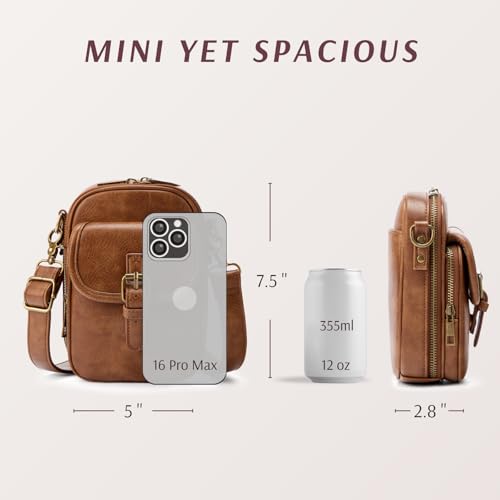 Small Crossbody Cell Phone Purse for Women Vintage Mini Crossbody Bag with Card Slots, Vegan Leather Phone Wallet Pouch3