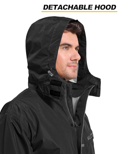 Image of KUTOOK Men's Rain Jacket Waterproof Hooded Lightweight Breathable Raincoat for Outdoor Cycling Hiking Running M-3XL